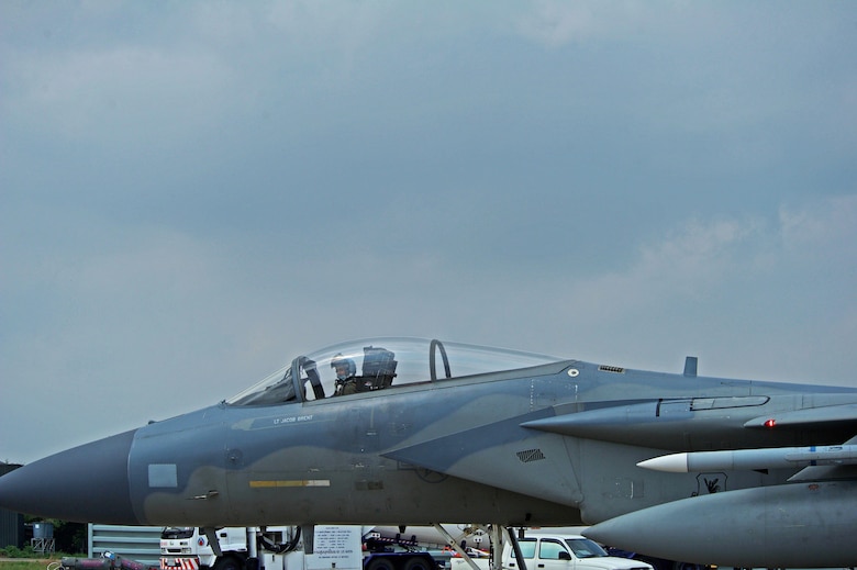 A U.S. Air Force F-15 pilot assigned to the 44th Fighter Squadron at Kadena Air Base, Japan taxis on the runway during exercise Cope Tiger 17 at Korat Royal Thai Air Force Base, Thailand, March 24, 2017. The annual multilateral exercise, which involves a combined total of 76 aircraft and 43 air defense assets, is aimed at improving combined combat readiness and interoperability between the Republic of Singapore air force, Royal Thai air force, and U.S. Air Force, while concurrently enhancing the three nations' military relations. (U.S. Air Force photo by Staff Sgt. Kamaile Chan)