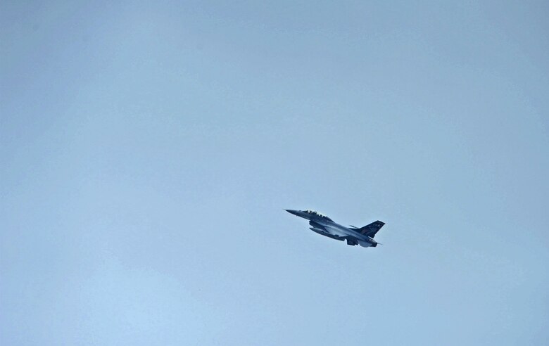 A Royal Thai air force F-16 aircraft flies in a training mission during exercise Cope Tiger 17 over Korat Royal Thai Air Force Base, Thailand, March 24, 2017. The annual multilateral exercise, which involves a combined total of 76 aircraft and 43 air defense assets, is aimed at improving combined combat readiness and interoperability between the Republic of Singapore air force, Royal Thai air force, and U.S. Air Force, while concurrently enhancing the three nations' military relations. (U.S. Air Force photo by Staff Sgt. Kamaile Chan)