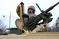 U.S. Army Reserve Staff Sgt. Jason Kelly with 366th Engineer Company, 412th Theater Engineer Command, receives ammunition for zero in preparation for completion of live-fire qualification during Operation Cold Steel at Fort McCoy, Wis., March 23, 2017. Operation Cold Steel is the U.S. Army Reserve's crew-served weapons qualification and validation exercise to ensure that America's Army Reserve units and Soldiers are trained and ready to deploy on short-notice and bring combat-ready and lethal firepower in support of the Army and our joint partners anywhere in the world. (U.S. Army Reserve photo by Staff Sgt. Debralee Best, 84th Training Command)