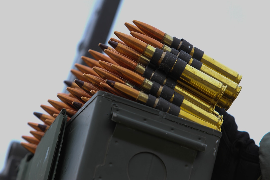 U.S. Army Reserve Staff Sgt. Jason Kelly with 366th Engineer Company, 412th Theater Engineer Command, receives ammunition for zero in preparation for completion of live-fire qualification during Operation Cold Steel at Fort McCoy, Wis., March 23, 2017. Operation Cold Steel is the U.S. Army Reserve's crew-served weapons qualification and validation exercise to ensure that America's Army Reserve units and Soldiers are trained and ready to deploy on short-notice and bring combat-ready and lethal firepower in support of the Army and our joint partners anywhere in the world. (U.S. Army Reserve photo by Staff Sgt. Debralee Best, 84th Training Command)