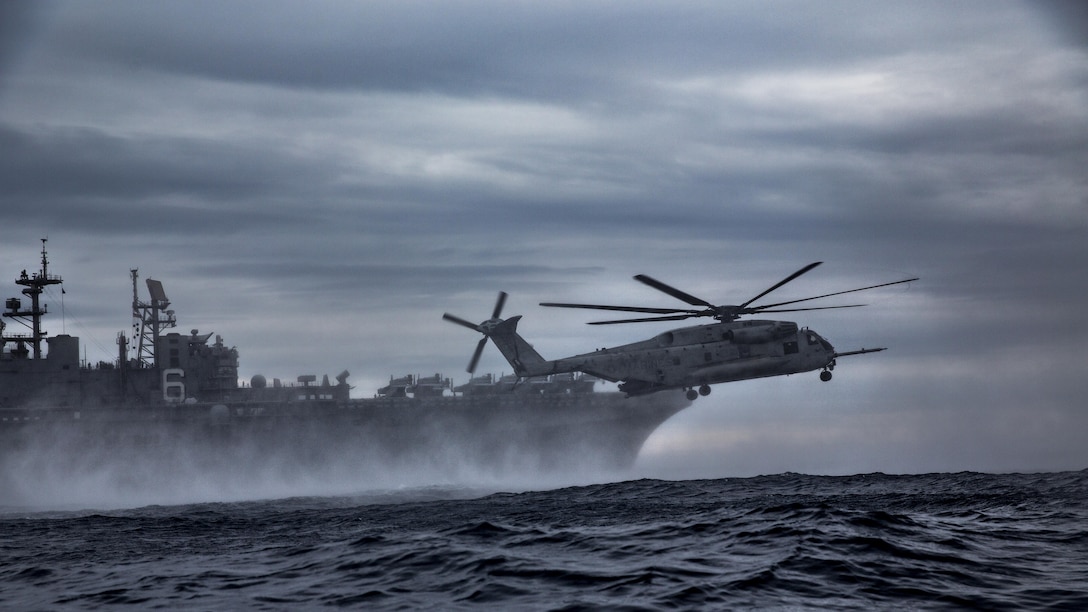 A CH-53E Super Stallion belonging to Marine Attack Squadron 311, 31st Marine Expeditionary Unit releases a combat rubber raiding craft during a helo-casting exercise in the Pacific Ocean, March 19, 2017. The Amphibious Reconnaissance Platoon specializes in ground and amphibious reconnaissance operations as the primary reconnaissance and surveillance element of the 31st MEU.