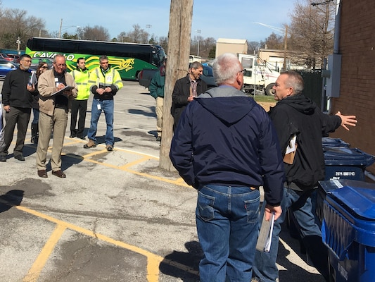 Roger Lindsey (tan jacket), Metro Nashville Water Services, takes notes during the 2017 Interagency Flood Risk Management Workshop in St. Louis, Mo., March 3, 2017.
