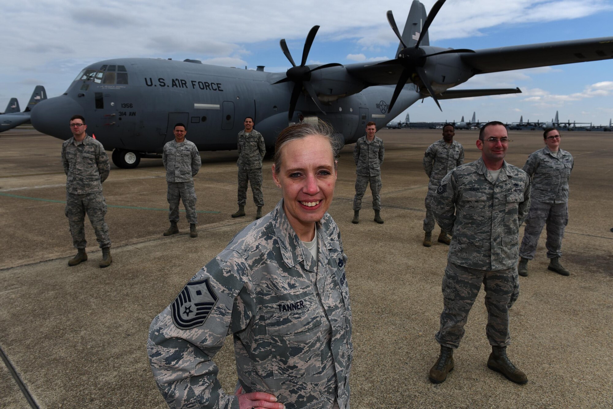U.S. Air Force Master Sgt. Jill Tanner, 314th Aircraft Maintenance Squadron first sergeant, enlisted at 19 years old and has served 20 years in the U.S. Air Force. As a first sergeant, Tanner is the primary liaison between the commander and all matters concerning the enlisted corps of her unit. (U.S. Air Force photo by Airman 1st Class Kevin Sommer Giron)