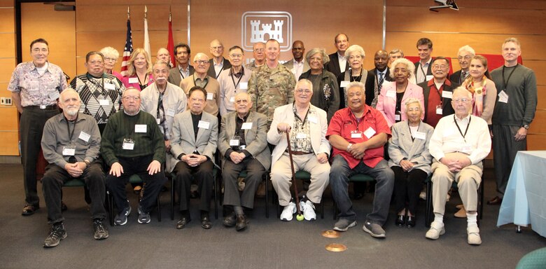 More than two dozen retirees join current employees of the Los Angeles District during the District's annual Retiree Recognition Day held in Los Angeles March 23. Two retirees were inducted into the District's Gallery of Distinguished Civilian Employees; Mary Spencer, former Small Business Program manager, and Richard Leifield, former chief of the Engineering Division.