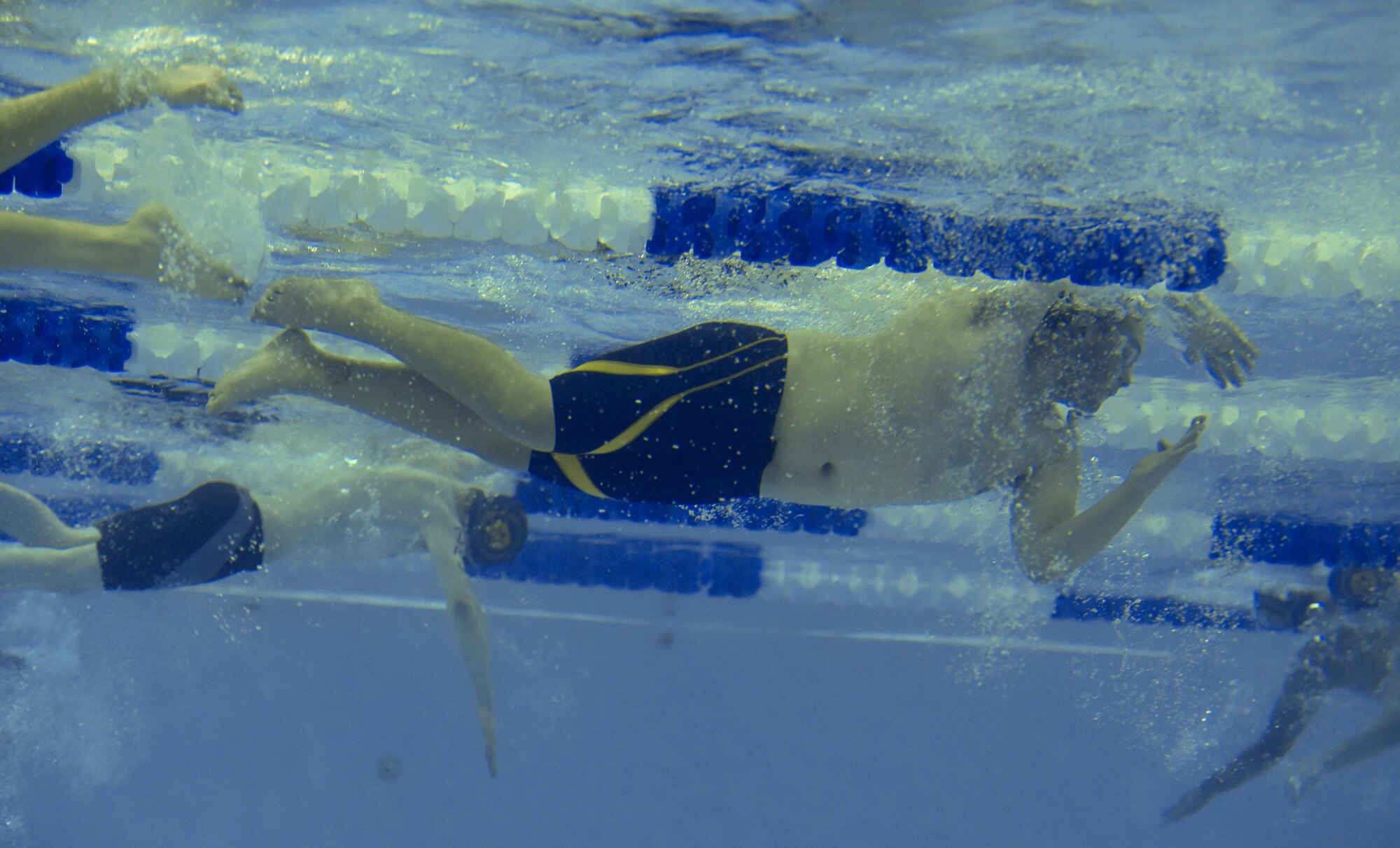Junior ROTC cadets from Anchorage-area high schools competed in the JROTC Indoor Triathlon at Buckner Physical Fitness Center at Joint Base Elmendorf-Richardson, Alaska, March 25, 2017. Nine teams of eight athletes competed in a timed swim, bike and run. The annual event has been hosted at Buckner PFC since January 2005.