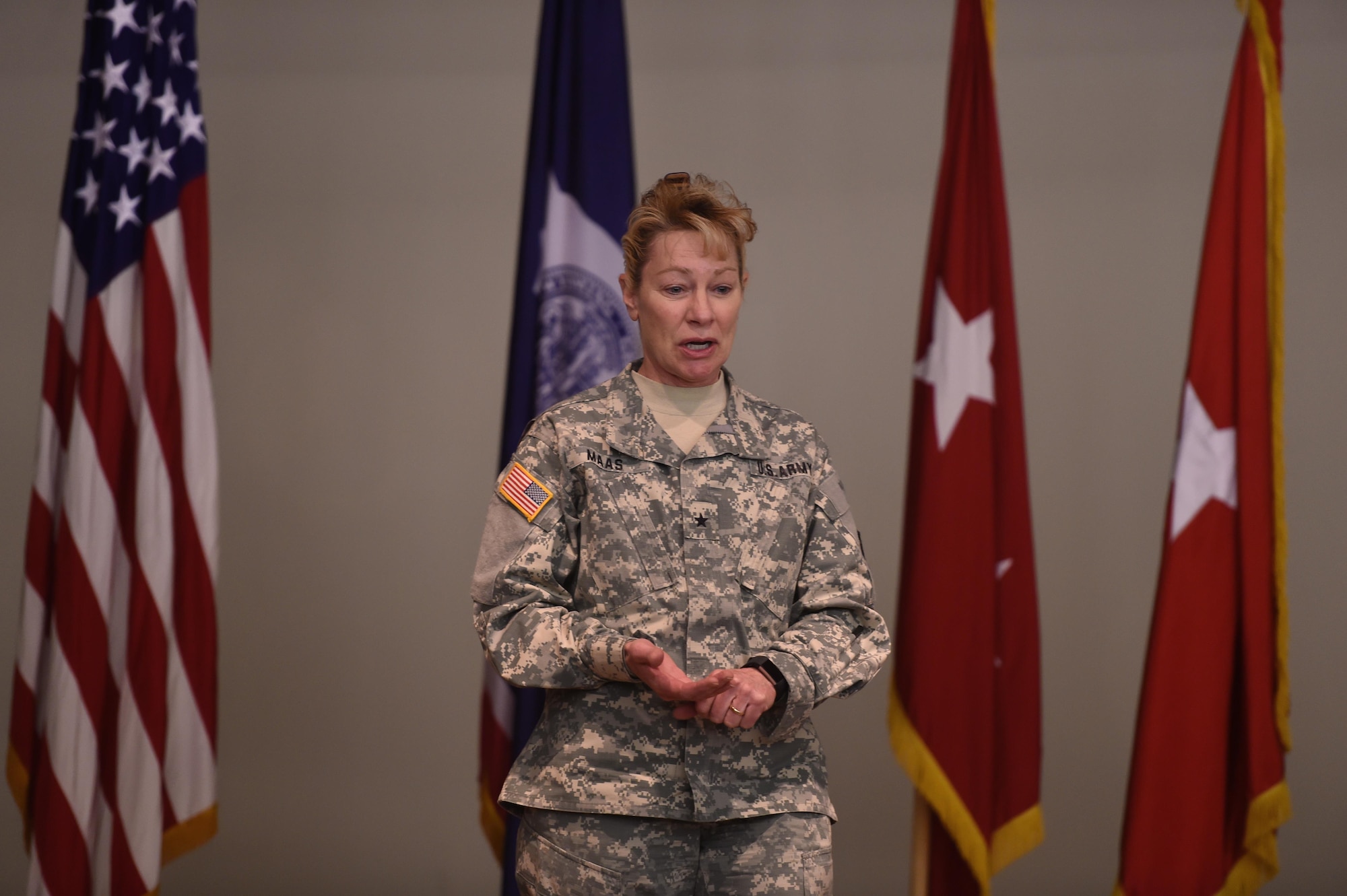 Day one of our month-long celebration of Women’s History Month features Brig. Gen. Tammy Maas, Wyoming Army National Guard commander, thanking members of Medical Detachment during a recent change of command ceremony. She was named assistant adjutant general in May of last year. She began her military career in 1979 and after completing 10 years of service and reaching the rank of staff sergeant, she attended the state Officer Candidate School program in 1989 and was commissioned as a second lieutenant. We will feature Wyoming Military Department women everyday this month on our social media platforms. (Wyoming Army National Guard photo by Sgt. 1st Class Jimmy McGuire)