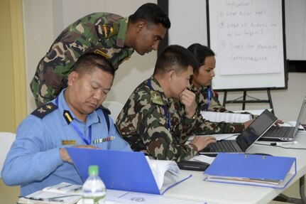 More than 100 senior officials from 28 countries are attending Staff Training Events to address the challenges of modern United Nations peacekeeping operations during exercise Shanti Prayas III in Nepal, Mar. 26, 2017. Shanti Prayas is a multinational U.N. peacekeeping exercise designed to provide pre-deployment training to U.N. partner countries in preparation for real-world peacekeeping operations.
