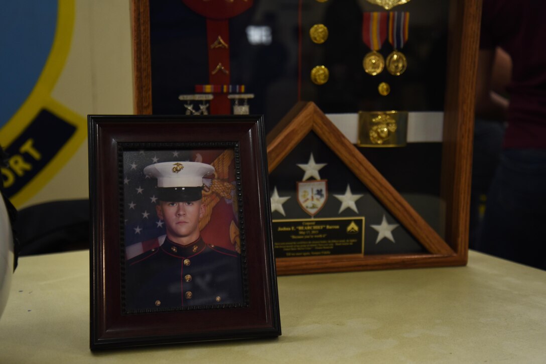 The event honored Marine Corps Cpl. Joshua Barron, who was killed in an aircraft training accident in May 2015. (U.S. Air Force photo/2nd Lt. Katherine Miranda)