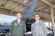 Airman 1st Class Joel Bernal, right, with F-16 pilot and USAFA graduate Capt. Kyle Miller. Bernal an F-16 crew chief with the 482nd Aircraft Maintenance Squadron has been selected as one of approximately 1,000 candidates in the nation to be offered a position in U.S. Air Force Academy's 2021 graduating class. (U.S. Air Force photo/Tech. Sgt. Leo Castellano)
