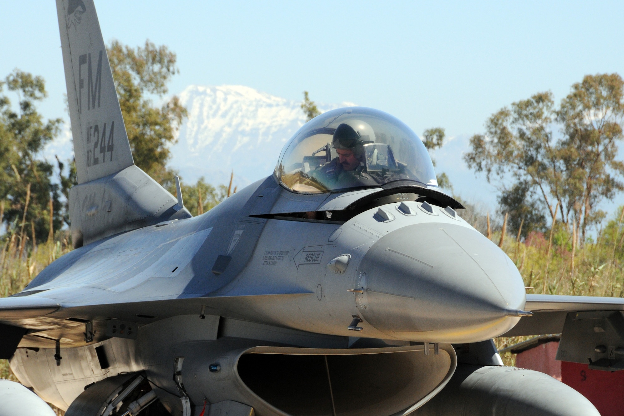 Lt. Col. Thomas Kilroy, 93rd Fighter Squadron, assistant director of operations, prepares for a local area orientation flight at Andravida Air Base, Greece, Mar. 24, 2017. (U.S. Air Force photo by Staff Sgt. Ciara Gosier)