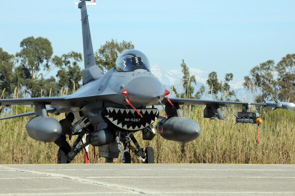 Lt. Col. Thomas Kilroy, 93rd Fighter Squadron, assistant director of operations, prepares for a local area orientation flight at Andravida Air Base, Greece, Mar. 24, 2017. (U.S. Air Force photo by Staff Sgt. Ciara Gosier)