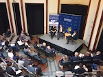 DURHAM, North Carolina (March 27, 2017) -- Navy Adm. Kurt W. Tidd, commander of U.S. Southern Command, and retired Army Gen. Martin Dempsey, the previous Chairman of the Joint Chiefs of Staff, discuss security issues in Latin America and the Caribbean during a forum at Duke University's Sanford School of Public Policy. The discussion, titled "Current Challenges and Opportunities for the U.S. Military in the Caribbean, Central, and South America," was moderated by Duke Professor Peter Feaver. (U.S. Southern Command photo)