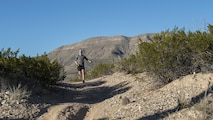 Staff Sgt. Phillip LaPoint, a 49th Maintenance Squadron stockpile technician, runs on a local trail on Feb. 15, 2017 in Alamogordo, N.M. After more than 2,000 miles worth of training, LaPoint ran and placed first in his first 50-mile ultra-marathon outside of Alexandria, Louisiana. (U.S. Air Force photo by Senior Airman Emily Kenney)