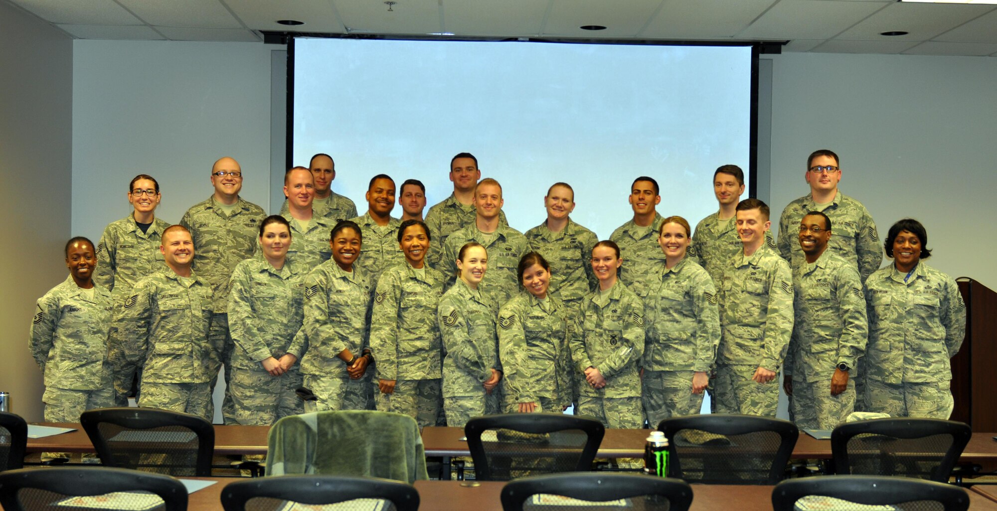 On March 24, 2017, Airmen attending the 445th Airlift Wing NCO Leadership Development Course graduated with a set of skills to take back to their units. The NCO Leadership Development Course offers noncommissioned officers who want to get a step up to further their careers. Developed in 1989, the NCOLDC was created when Air Force Reserve Command leaders recognized a need to provide meaningful, challenging leadership training to future supervisors and other mid-level enlisted personnel. The 10-day course incorporates leadership, management and communications skills for both traditional reservists and air reserve technicians between the ranks of senior airman and technical sergeant. (U.S. Air Force photo/Shamae Jones)