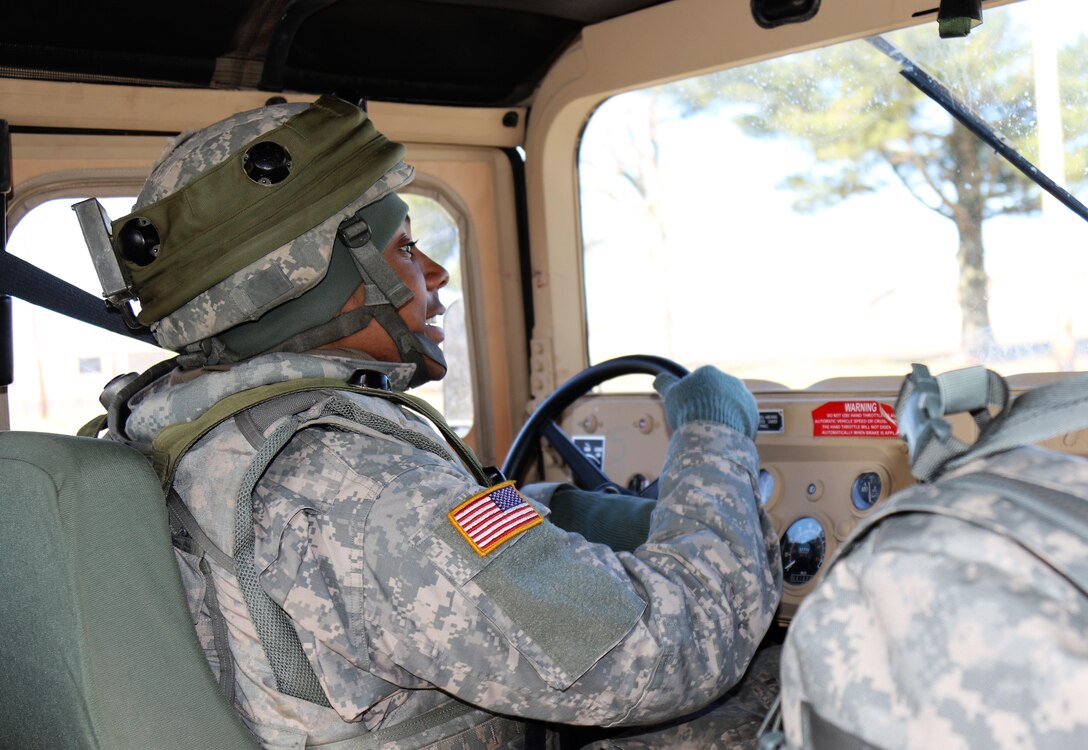 U.S. Army Reserve Spc. Michael Trotter, a Transportation Management Coordinator with the 453rd Transportation Company based in Houston, Texas, drives a HMMWV during a Warrior Exercise at Joint Base Mcguire-Dix-Lakehurst, N.J, Mar. 23, 2017.  Operations like this WAREX provide real-world training opportunities for today’s U.S. Army Reserve ensuring they remain the most lethal, capable and combat-ready federal reserve force in the history of our nation. (U.S. Army Reserve photo by Maj. Brandon R. Mace)