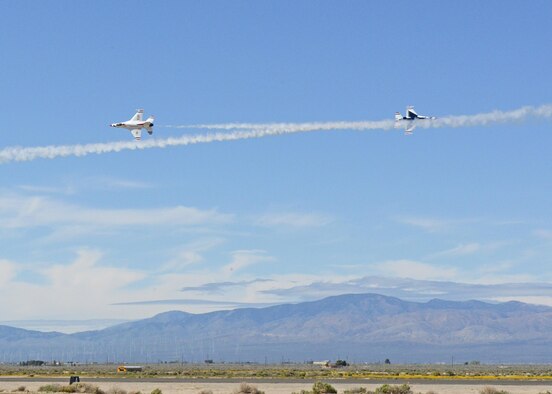 The highlight of the 2017 L.A. County Air Show was the U.S. Air Force Thunderbirds Demonstration Team. Six red, white and blue F-16s took to the skies to demonstrate precision flying both in formation and individually on both days of the air show, March 25-26. (U.S. Air Force photo by Kenji Thuloweit)