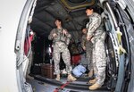 U.S. Army Chief Warrant Officer Natalie Miller, Detachment 1, Company B, 2-238th General Support Aviation Battalion, leaves for a week-long training mission focused on high-altitude flight operations aboard a CH-47F Chinook heavy-lift cargo helicopter, Greenville, S.C., Feb. 24, 2017. 