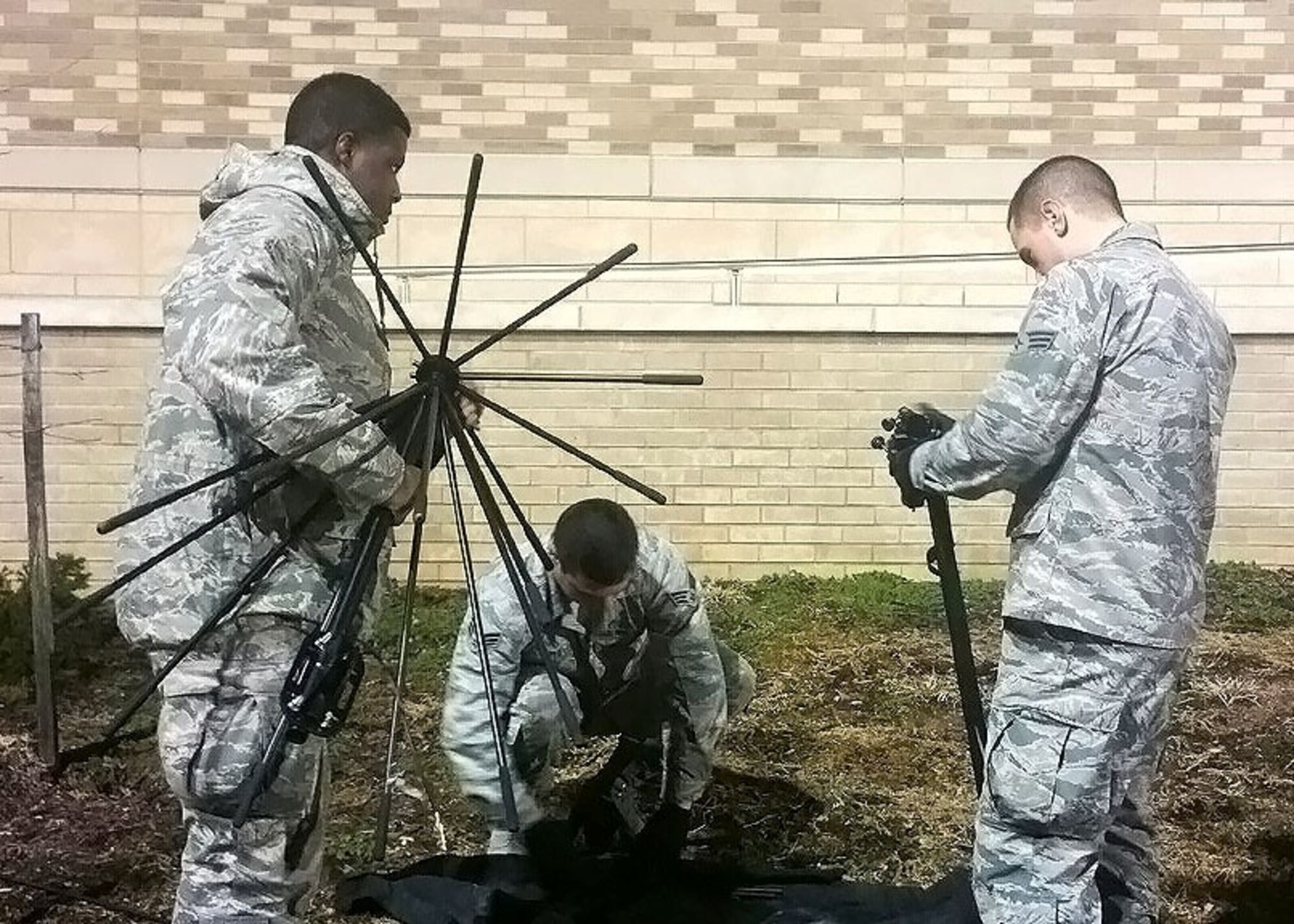 Airmen from the 282d Combat Communications Squadron prepare an antenna to be used in support of the 58th Presidential Inauguration. Photo provided by Chief Master Sgt James Tatro