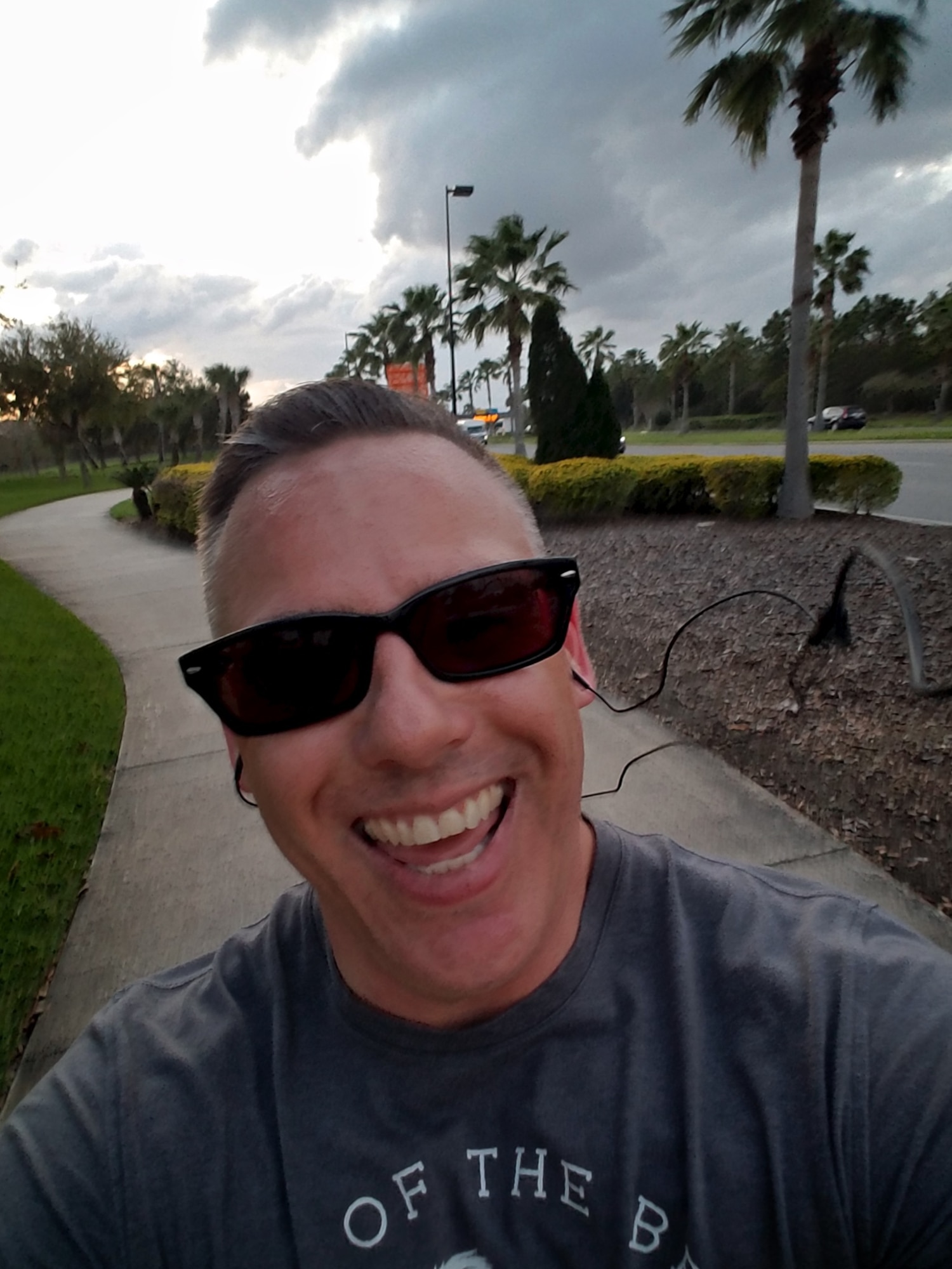 Christopher Parr, 932nd Airlift Wing Public Affairs specialist, grabs a quick "running selfie" while in Florida for the Air Force Association's Air Warfare Symposium.  Despite traveling to vacation destinations,  Parr said he needed to get in his runs for the Scott Health Promotion Running Clinic. You can follow along as Parr documents his journey to becoming a better runner in the commentaries section of the 932nd AW website. http://www.932aw.afrc.af.mil/News/Commentaries.aspx  (U.S. Air Force photo by Christopher Parr)