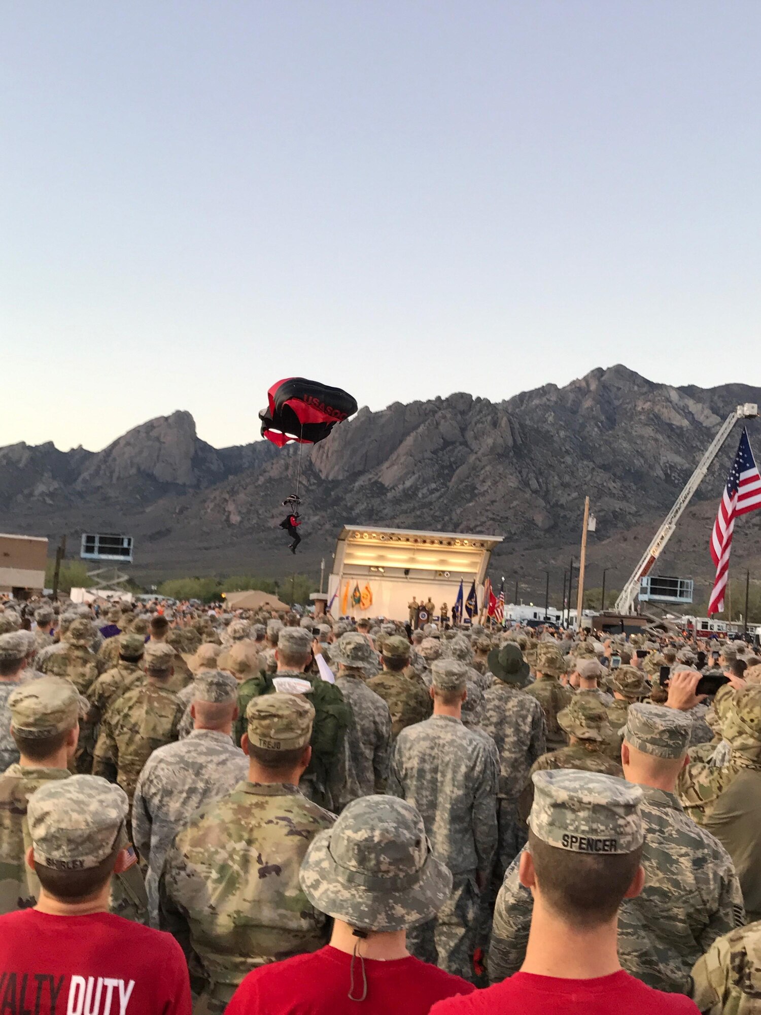 WHITE SANDS MISSILE RANGE, N.M. – Members from the 4th Space Control Squadron and 302nd Airlift Wing participate in the 75th Bataan Memorial Death March at White Sands Missile Range, N.M., March 19, 2017. The march commemorates the 75,000 US and Filipino soldiers who surrendered to Japanese forces on April 9, 1942 and were forced to march 65 miles to confinement camps. (Courtesy photo by Ben Peterson)