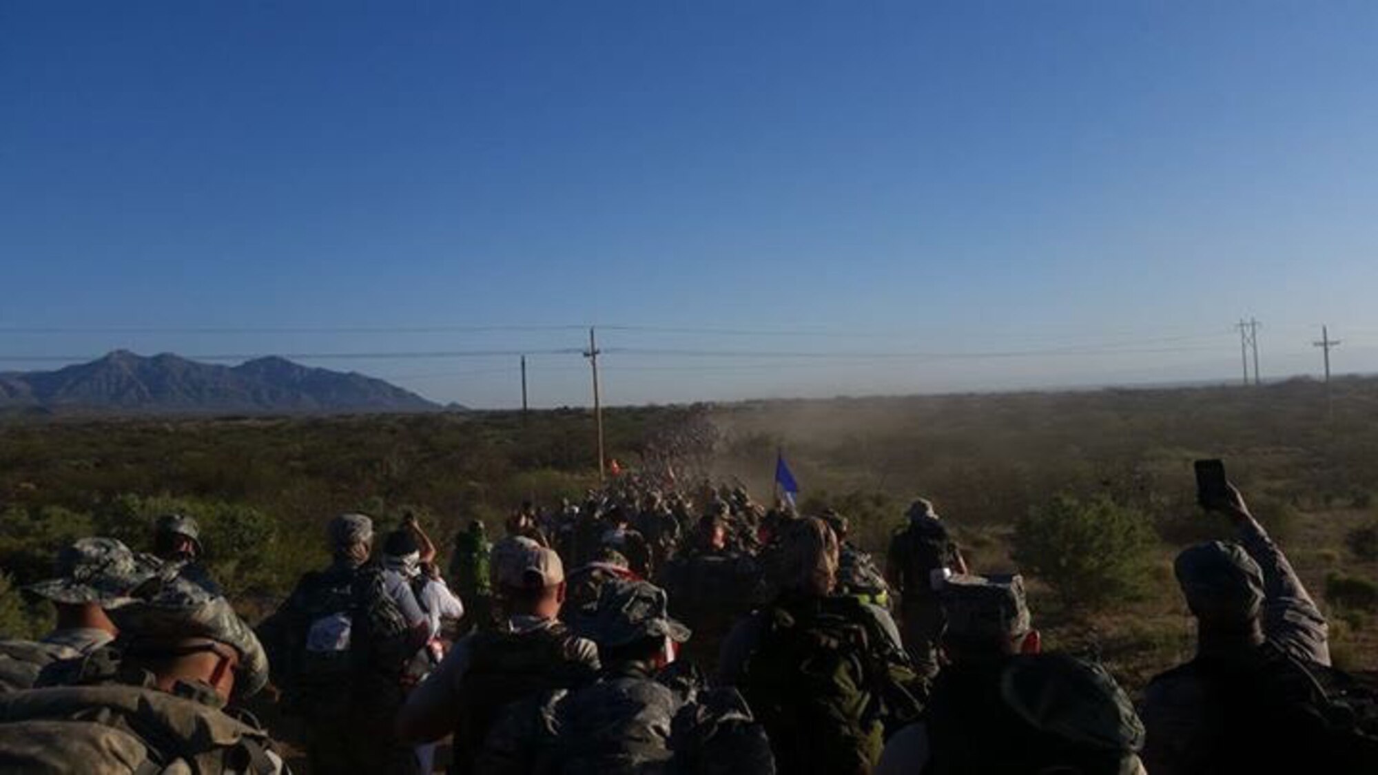 WHITE SANDS MISSILE RANGE, N.M. – Members from the 4th Space Control Squadron and 302nd Airlift Wing participate in the 75th Bataan Memorial Death March at White Sands Missile Range, N.M., March 19, 2017. Approximately 7,000 military and civilians participated in the 75th anniversary march. The march commemorates the 75,000 US and Filipino soldiers who surrendered to Japanese forces on April 9, 1942 and were forced to march 65 miles to confinement camps. (Courtesy photo)