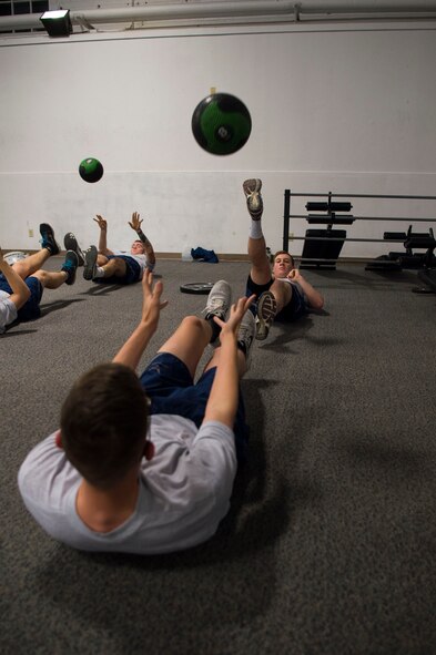 Members of the 790th Missile Security Forces Squadron participate in squadron physical training on F.E. Warren Air Force Base, Wyo., Feb. 1, 2017. The 790th MSFS holds their squadron PT at least twice a week to build its members overall fitness. (U.S. Air Force photo by Staff Sgt. Christopher Ruano)