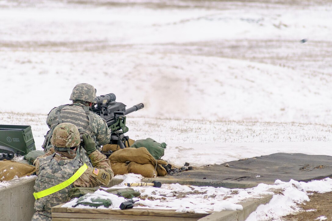 A U.S. Army Reserve Soldier qualifies on the MK-19 automatic grenade launcher during Operation Cold Steel at Fort McCoy, Wis., March 13, 2017. Operation Cold Steel is the U.S. Army Reserve's crew-served weapons qualification and validation exercise to ensure that America's Army Reserve units and Soldiers are trained and ready to deploy on short-notice and bring combat-ready and lethal firepower in support of the Army and our joint partners anywhere in the world. (U.S. Army Reserve photo by Spc. Maurice Cheeks, 319th Medical Detachment)