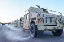Humvees are staged to move to the blank fire range during Operation Cold Steel at Fort McCoy, Wis., March 15, 2017. Operation Cold Steel is the U.S. Army Reserve's crew-served weapons qualification and validation exercise to ensure that America's Army Reserve units and Soldiers are trained and ready to deploy on short-notice and bring combat-ready and lethal firepower in support of the Army and our joint partners anywhere in the world. (U.S. Army Reserve photo by Spc. Maurice Cheeks, 319th Medical Detachment)