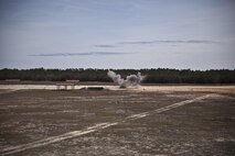 U.S. service members attending Naval School Explosive Ordnance Disposal (NAVSCOLEOD) conduct live fire explosive training at Eglin Air Force Base, Fla., March 8, 2017. The purpose of NAVSCOLEOD is to train technicians in basic, as well as advanced, courses to perform various duties that include locating, identifying, rendering safe, and disposing of bombs and other hazardous materials. (U.S. Marine Corps photo by Cpl. Laura Mercado)