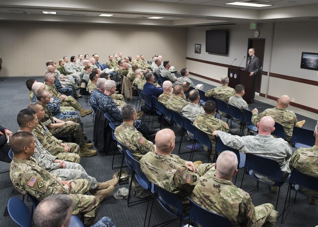 The NORAD and USNORTHCOM Office of the Command Chaplain at held a religious affairs workshop titled  "Embracing Complexity-Navigating Uncertainty" March 23, 2017. The three-day event focused on strengthening 
relationships and interoperability with military mission partners. Attendees included the National Guard, National Guard Bureau, the Royal Bahamas Defence Force Command Chaplain, Canadian Armed Forces Chaplain General Representative, NORAD & USNORTHCOM Region, and Component and Subordinate Command Chaplains.
