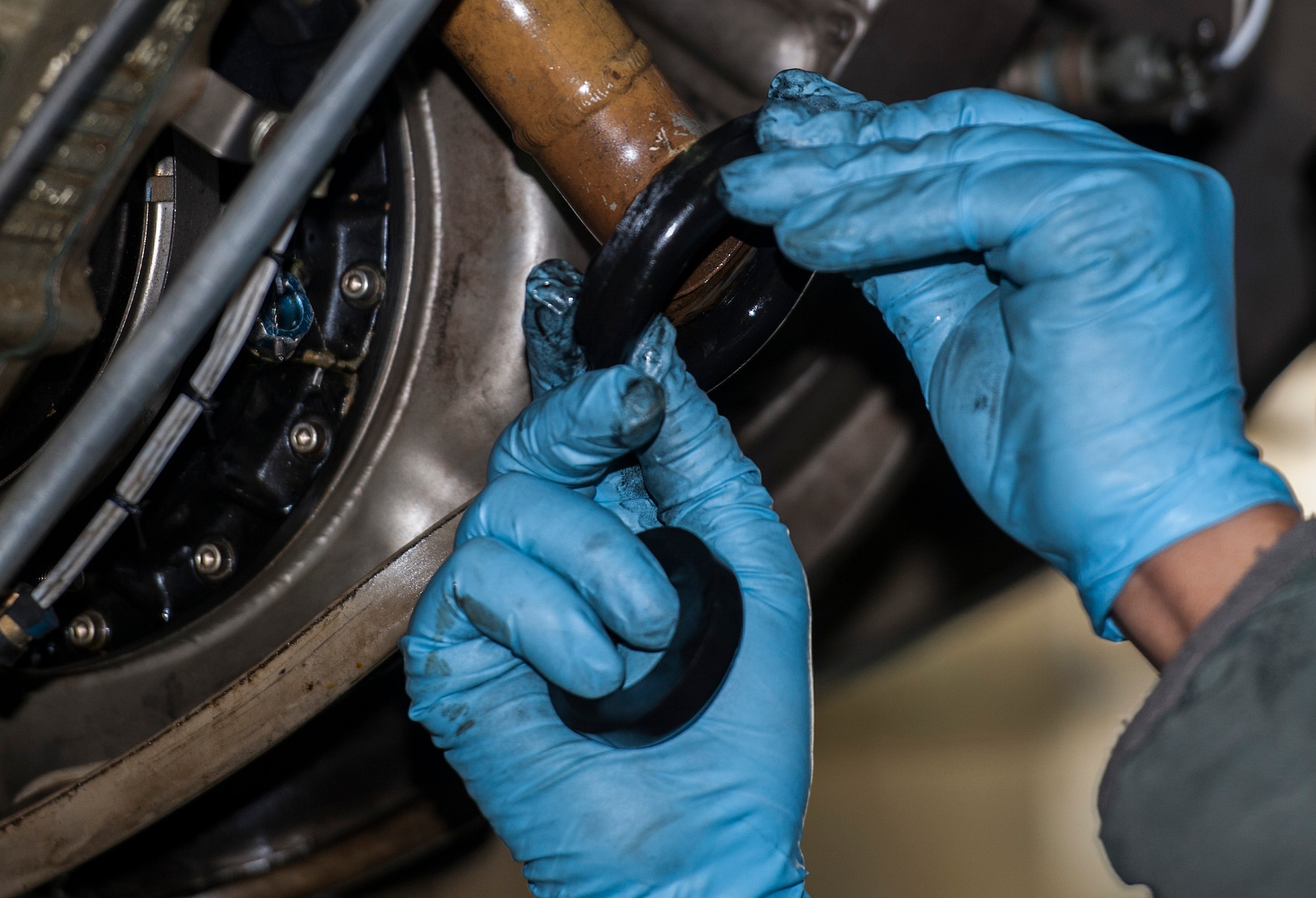 A phase craftsman with the 5th Maintenance Squadron places a seal onto an engine gearbox vent at Minot Air Force Base, N.D., March 23, 2017. These maintainers guarantee Minot AFB B-52H Stratofortresses are ready to fly at a moment’s notice. (U.S. Air Force photo/Airman 1st Class Jonathan McElderry)