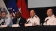 U.S. Army Col. Ralph Clayton, 733rd Mission Support Group, commander, answers an audience member’s question during Fort Eustis’ Town Hall at Joint Base Langley-Eustis, March 24, 2017. Clayton sat with a group of other panelists from agencies across the installation to hear the community’s concerns about various issues, from the implementation of bus stop coverings, to gaining further knowledge about the base’s concealed weapon policy. (U.S. Air Force photo/Airman First Class Kaylee Dubois)