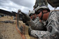 U.S. Army Reserve Soldiers, Spc. Xavier Reyes and Spc. Uriel Torres, assigned to the 941st Quartermaster Company, fire the M240B during a crew serve weapons range on Camp Santiago, Puerto Rico, March 25. The purpose of the range was for Soldiers to familiarize themselves and qualify with their assigned crew serve weapons. A total of 78 Soldiers from the 1st Mission Support Command qualified with their assigned weapons and have increased their unit readiness levels.