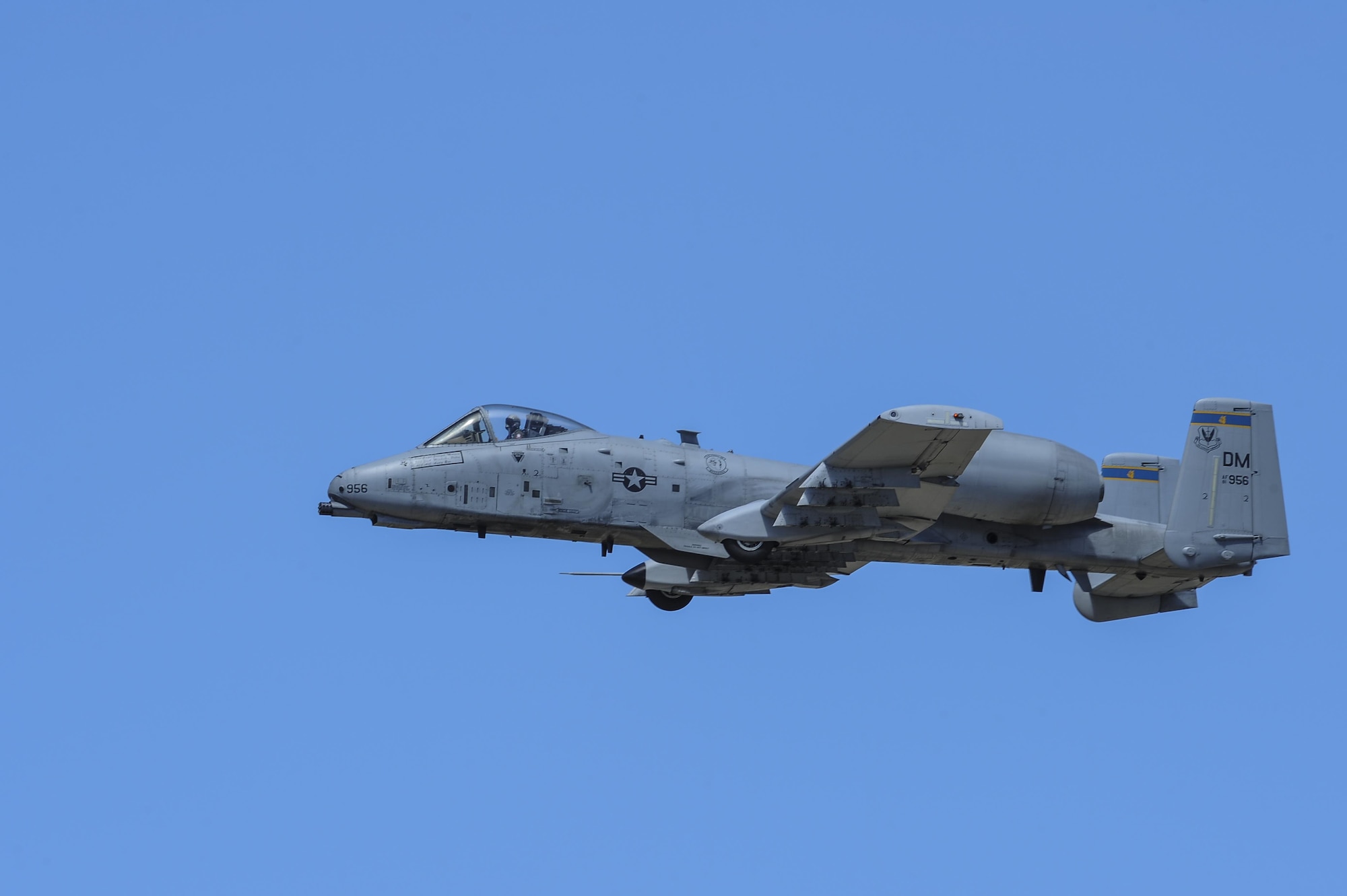 A U.S. Air Force A-10C Thunderbolt II from the A-10 West Heritage Flight Team performs during the Los Angeles County Air Show in Lancaster, Calif., March 26, 2017. The A-10 WHFT is scheduled to perform in 9 more air shows throughout the U.S. this year after resurging from a 5-year-long inactivation period. (U.S. Air Force photo by Airman 1st Class Mya M. Crosby)