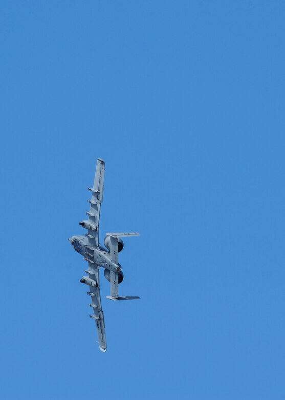 A U.S. Air Force A-10C Thunderbolt II from the A-10 West Heritage Flight Team performs during the Los Angeles County Air Show in Lancaster, Calif., March 26, 2017. The A-10 WHFT is scheduled to perform in 9 more air shows throughout the U.S. this year after resurging from a 5-year-long inactivation period. (U.S. Air Force photo by Airman 1st Class Mya M. Crosby)