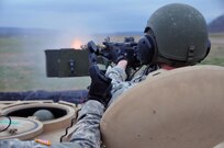 U.S. Army Reserve Sgt. Wayne Jones, 450th Mobility Augmentation Company, 478th Engineer Battalion, 926th Engineer Brigade, 412th Theater Engineer Command, engages a target with his M2 .50 caliber machine gun during a Gunnery crew live-fire qualification at Wilcox Range on Fort Knox, Ky., March 28, 2017. This training ensures that Army Reserve units and Soldiers bring combat-ready and lethal firepower to worldwide operations. (U.S. Army Reserve Photo by Sgt. 1st Class Clinton Wood)