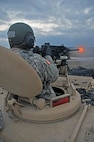 U.S. Army Reserve Spc. Johnny Jarrett, 979th Mobility Augmentation Company, 478th Engineer Battalion, 926th Engineer Brigade, 412th Theater Engineer Command, based in Lexington, Ky., engages a target with his M2 .50 caliber machine gun during a Gunnery crew live-fire qualification at Wilcox Range on Fort Knox, Ky., March 28, 2017. This is the first time that this company has fired its M2s and M240B Machine Guns from M113 Armored Personnel Carriers.  This training ensures that Army Reserve units and Soldiers bring combat-ready and lethal firepower to worldwide operations. (U.S. Army Reserve Photo by Sgt. 1st Class Clinton Wood)
