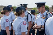 Randolph High School Junior ROTC cadets perform a uniform inspection March 27, 2017, at Randolph High School on Joint Base San Antonio-Randolph, Texas. Randolph High School will begin hosting its own JROTC program at the start of the 2017-18 school year. (U.S. Air Force photo by Senior Airman Stormy Archer)