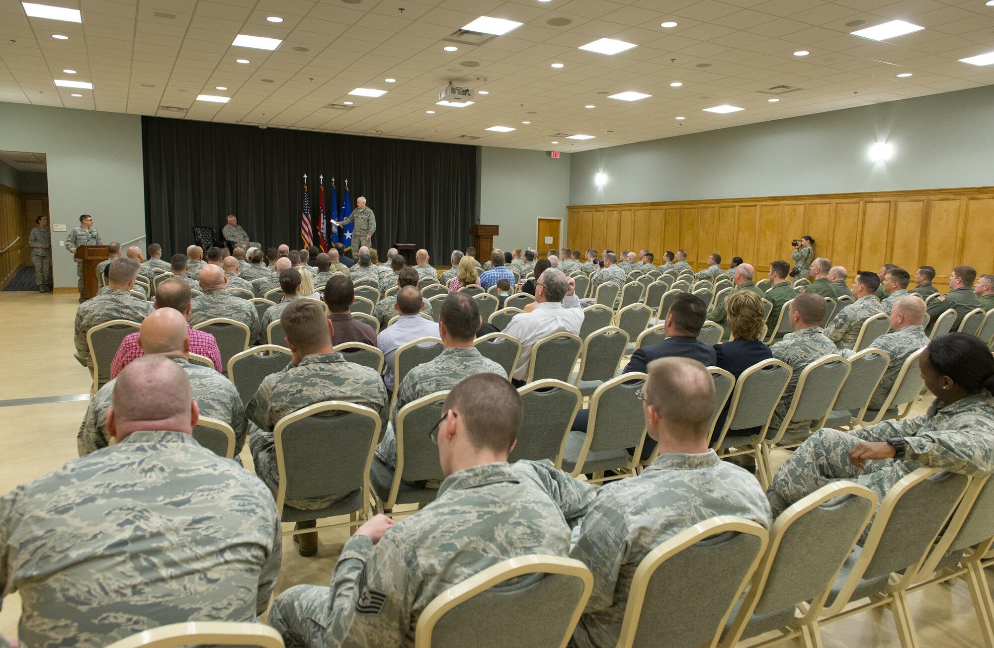 Lt. Gen. L. Scott Rice, director of the Air National Guard, delivers remarks during a graduation ceremony for the first class of the Air Force's Cyber Skills Validation Course held March 29, 2017, at Little Rock Air Force Base, Arkansas. The course is designed to take ANG Airmen with preexisting cyber skills and accelerate their training in the Cyber Warfare career field. (U.S. Air National Guard photo by Master Sgt. Marvin R. Preston)