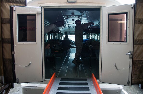 1st Lt. Christine Aye, 60th Inpatient Squadron nurse, goes over a “patient’s” paper work during Patriot Delta at Travis Air Force Base, Calif. on during Patriot Delta at Travis Air Force Base, Calif. On March 24, 2017.n March 24, 2017. Members of the 60th IPTS participated in the Air Force Reserve exercise Patriot Delta, providing enroute patient care and staging the medical manikins. (U.S. Air Force photo by Staff Sgt. Daniel Phelps)