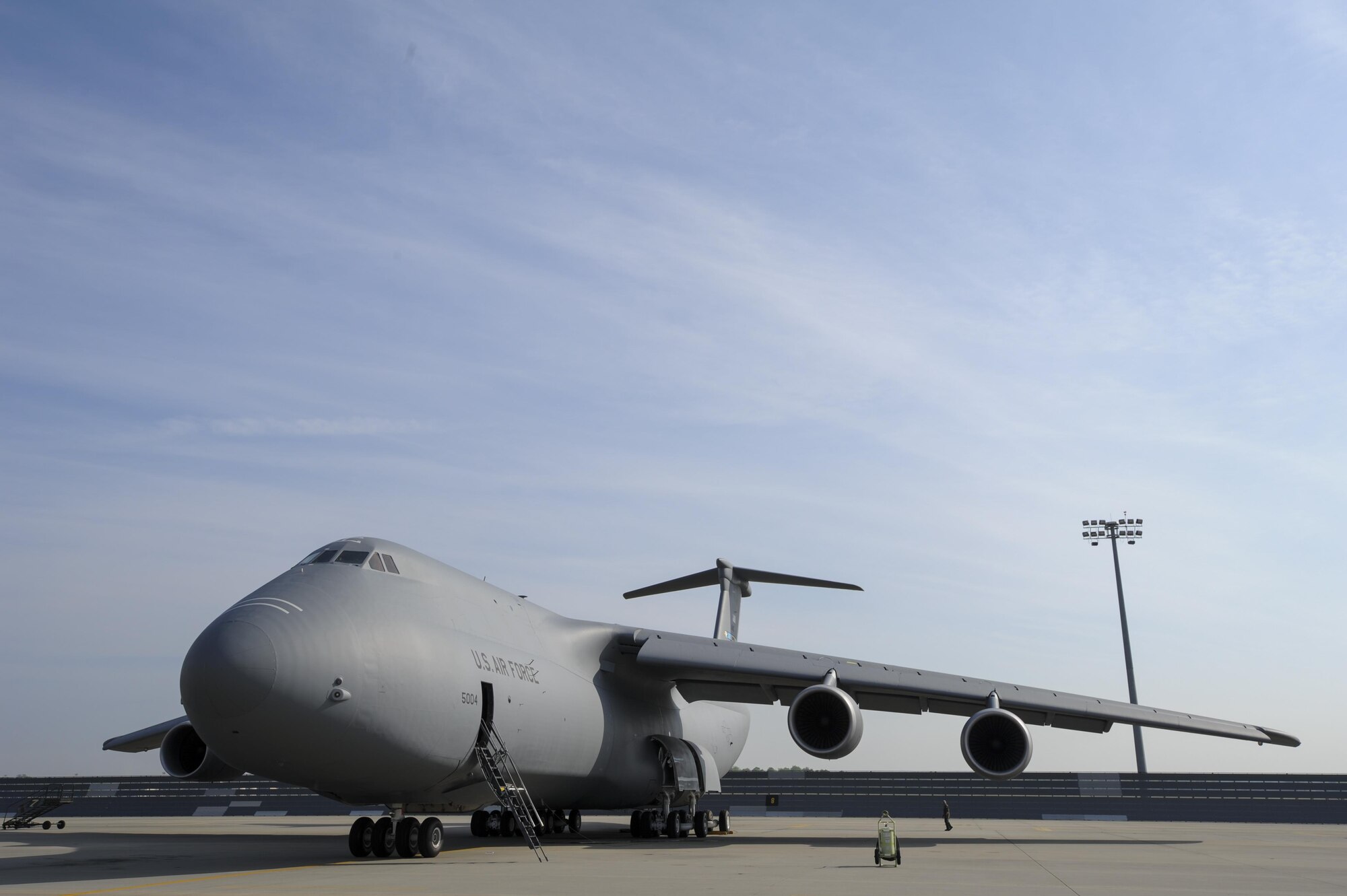 A C-5M Super Galaxy assigned to the 436th Airlift Wing out of Dover Air Force Base, Del., sits on the flightline March 29, 2017, at Robins Air Force Base, Ga. The aircraft was at Robins undergoing programmed depot maintenance, a process designed to ensure aircraft are safe and mission ready. (U.S. Air Force photo by Jamal D. Sutter)