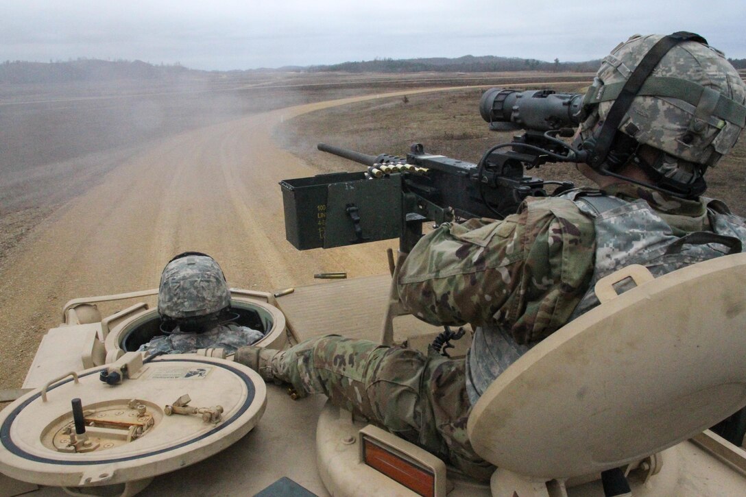 U.S. Army Reserve Vehicle Crew Evaluators test range operations following live-fire qualification during Operation Cold Steel at Fort McCoy, Wis., March 27, 2017. Operation Cold Steel is the U.S. Army Reserve's crew-served weapons qualification and validation exercise to ensure that America's Army Reserve units and Soldiers are trained and ready to deploy on short-notice and bring combat-ready and lethal firepower in support of the Army and our joint partners anywhere in the world. (U.S. Army Reserve photo by Lt. Col. Dana Kelly, 84th Training Command)