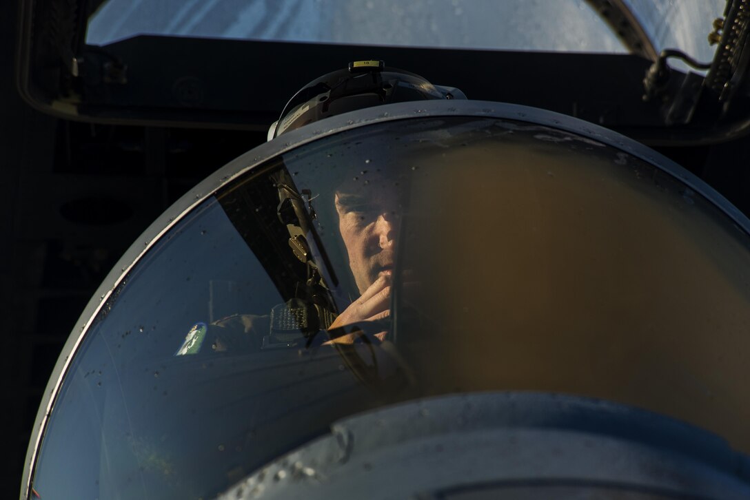 Maj. Joshua Higgins, 122nd Expeditionary Fighter Squadron pilot, prepares to start F-15C Eagle at Leeuwarden Air Base, Netherlands, March 28, 2017. The 122nd Expeditionary Fighter Squadron, comprised of Louisiana and Florida Air National Guard members, is in Europe as part of a Theater Security Package. While in country, the TSP is also participating in Frisian Flag, a Netherlands led exercise which is also one of Europe’s largest aerial warfare exercises. For two weeks, fighter aircraft from different countries will carry out various training missions focused of on international cooperation, international leadership and precision. (U.S. Air Force photo by Staff Sgt. Jonathan Snyder)