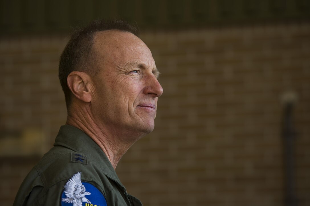 Maj. Gen. Jon K. Kelk, Air National Guard Assistant to the Commander, United States Air Forces in Europe Air Forces Africa, speaks with local media about the Theater Security Package at Leeuwarden Air Base, Netherlands, March 28, 2017. The 122nd Expeditionary Fighter Squadron, comprised of Louisiana and Florida Air National Guard aircraft and members, deployed to Europe to as part of the Theater Security Package and is particpating in the Netherlands led exercise Frisian Flag while in country. Thier training will include air defence missions, offensive missions, missions to protect other aircraft and missions carried out to eliminate static and dynamic targets on land or at sea. (U.S. Air Force photo by Staff Sgt. Jonathan Snyder) 