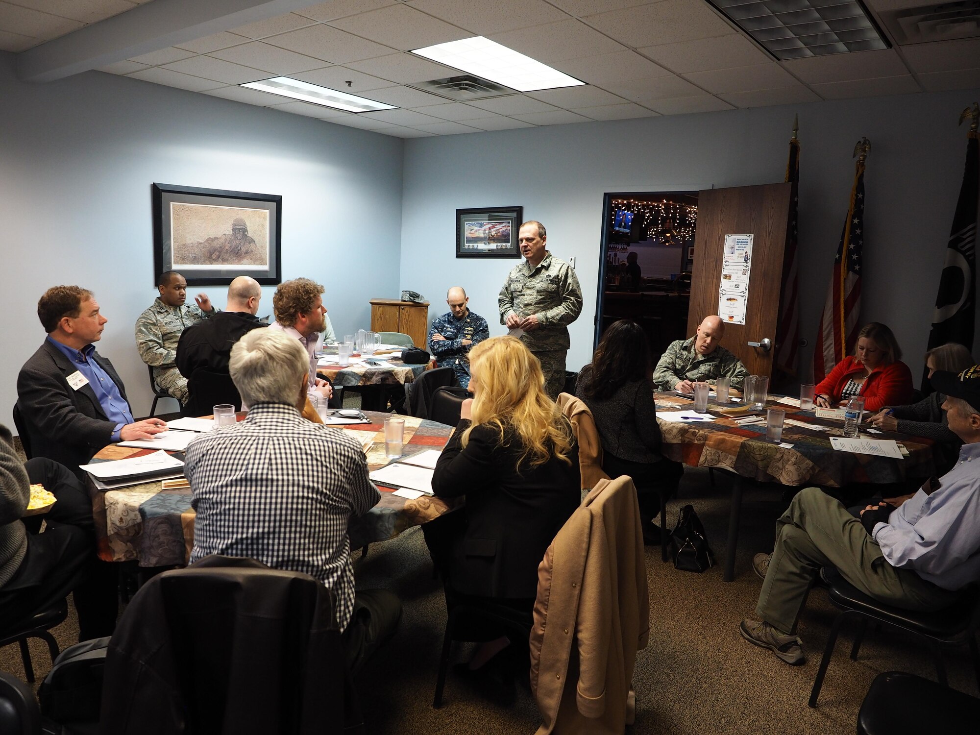 Col. Craig Peterson, 934th Mission Support Group commander speaks at the Minneapolis-St. Paul Air Reserve Station Base Community Council meeting March 23.  The council is a forum for the sharing of ideas and information between the armed forces of the ARS and the surrounding community. For more information contact the 934th Public Affairs office at 612-713-1217.


