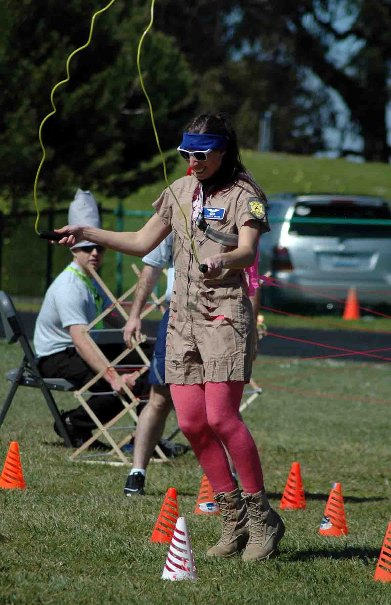 The 311th Training Squadron's Staff Sgt. Sherri Brown takes part in the obstacle course at the unit's combat dining-in at the Hilltop Track March 11. (Photo Credit: Mr. Brian Lepley (Presidio))
