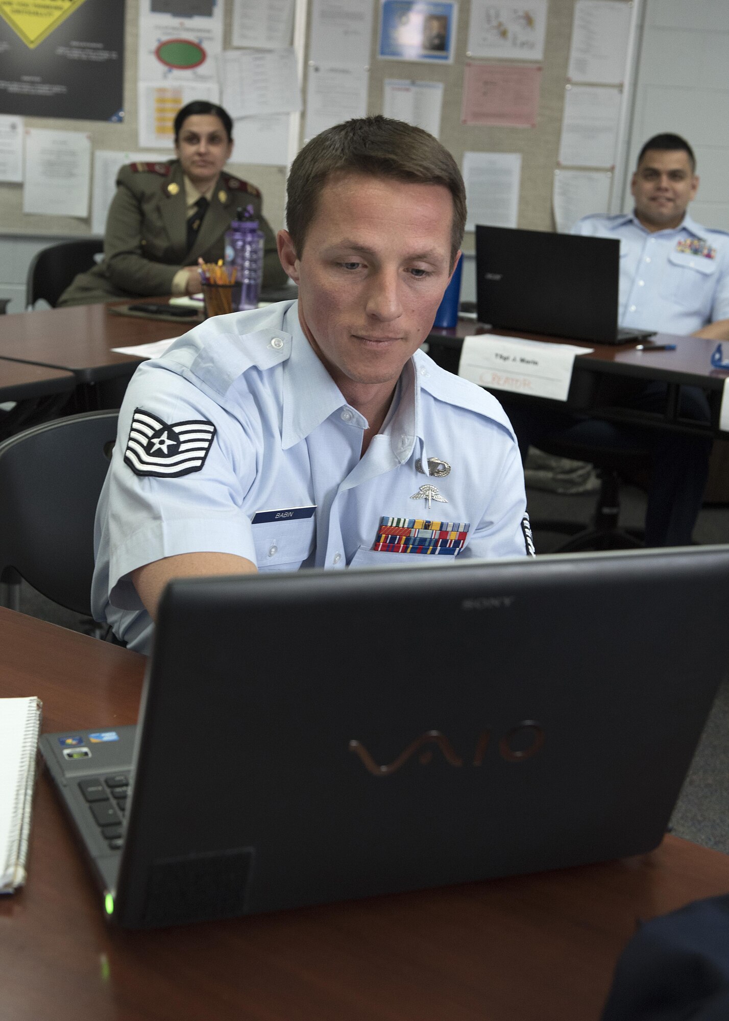 U.S. Air Force Airmen assigned to NCO academy Intermediate Leadership Experience attend group discussions March 15, 2017, at the Air National Guard's Chief Master Sergeant Paul H. Lankford Enlisted Professional Military Education Center in Louisville, Tenn. The total force class of 105  is in week four of the five-week academy. (U.S. Air National Guard photo by Master Sgt. Mike R. Smith)