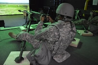 U.S. Army Reserve Sgt. Will Hoebeck Jr., a Petroleum Specialist with the 373rd Combat Sustainment Support Battalion based in Beaumont, Texas, engages simulated targets with a M2 .50 caliber machine gun in the Engagement Skills Trainer during Operation Cold Steel, at Fort McCoy, Wis., Mar. 21, 2017.  Operation Cold Steel is the U.S Army Reserve’s crew-served weapons qualification and validation exercise to ensure that America’s Army Reserve units and Soldiers are trained and ready to deploy on short-notice bringing combat-ready and lethal firepower in support of the Total Army and our Joint Force anywhere in the world.  (U.S. Army Reserve photo by Master Sgt. Dave Thompson)