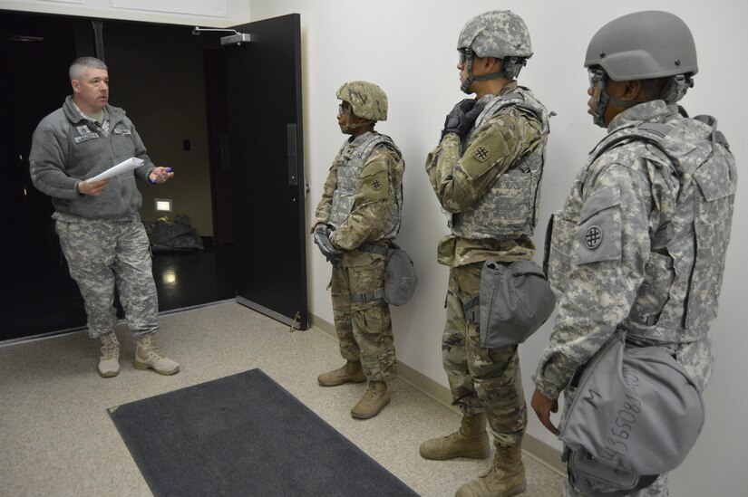 U.S. Army Reserve Sgt. 1st Class Timothy Lanzoni, an Operation Cold Steel operations noncommissioned officer in charge, briefs members of a 373rd CSSB gun crew prior to training in the Reconfigurable Vehicle Tactical Trainer during Operation Cold Steel, at Fort McCoy, Wis., Mar. 21, 2017.  Operation Cold Steel is the U.S Army Reserve’s crew-served weapons qualification and validation exercise to ensure that America’s Army Reserve units and Soldiers are trained and ready to deploy on short-notice bringing combat-ready and lethal firepower in support of the Total Army and our Joint Force anywhere in the world. (U.S. Army Reserve photo by Master Sgt. Dave Thompson)