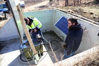 Bruce Altman, target systems supervisor, and Jared Matthews, target systems worker, both with the Directorate of Plans, Training, Mobilization and Security Range Maintenance team, work on an automated target March 10, 2017, on Range 2 on North Post at Fort McCoy, Wis. The work was in preparation for range use by service members training in Operation Cold Steel, an Army Reserve exercise. Range Maintenance personnel make sure range and training areas at Fort McCoy remain operational, and they take care of service members as they train on the ranges. Range Maintenance also has engineering personnel who complete various projects for the installation range complex. (U.S. Army Photo by Scott T. Sturkol, Public Affairs Office, Fort McCoy, Wis.)